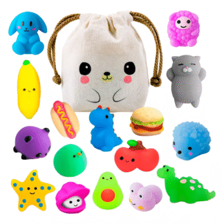 16 Squishy Mochi Antiestress Random + Bolsita Kawaii