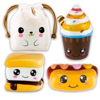 3 Squishy De Crecimiento Lento Comiditas - VARIANTE 2 + Bolsita Kawaii