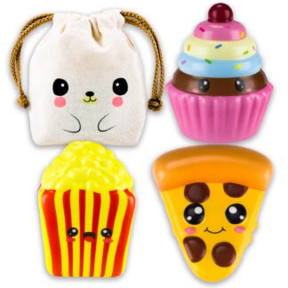 3 Squishy De Crecimiento Lento Comiditas - VARIANTE 4 + Bolsita Kawaii