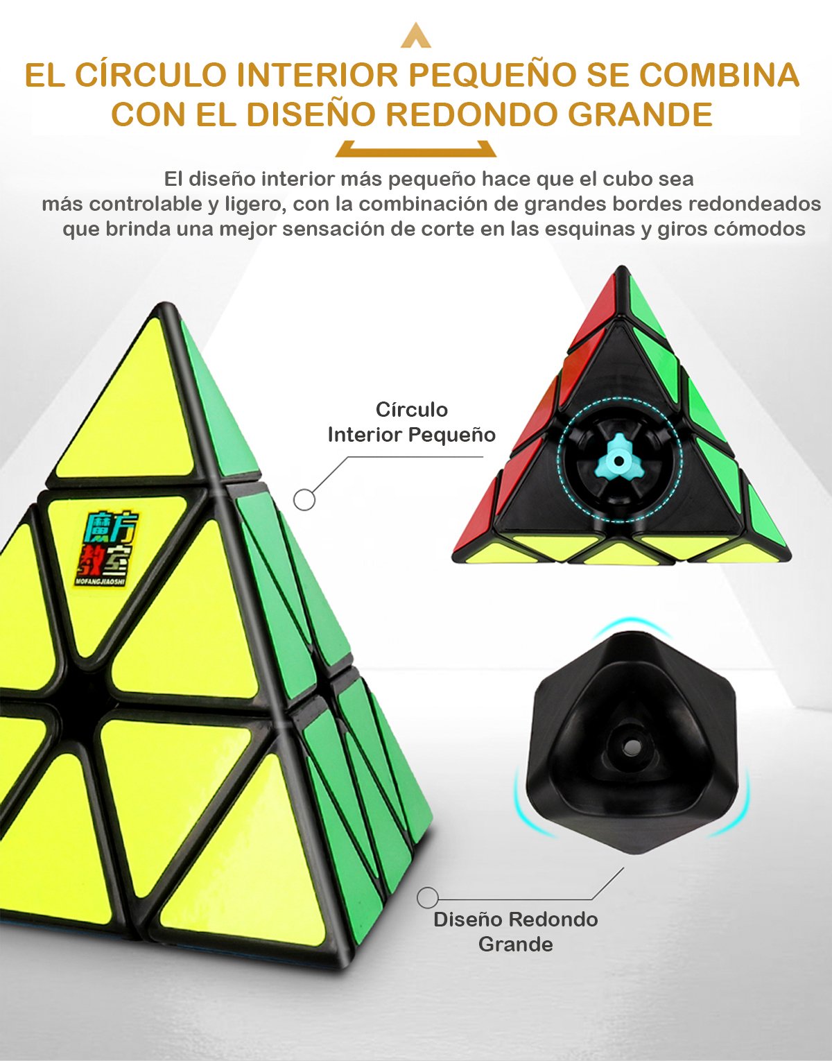 Cubo Rubik Pyraminx Moyu Meilong Jinzita Base Negra - Image 4