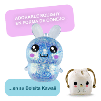 Squishy Conejo Galáctico - CELESTE + Bolsita Kawaii