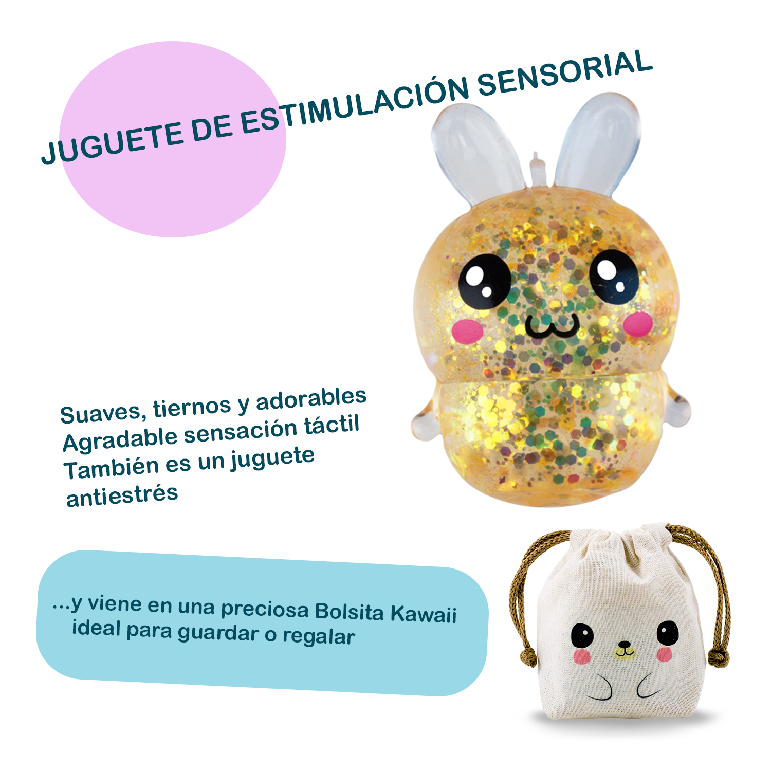 Squishy Conejo Galáctico - DORADO + Bolsita Kawaii - Image 2