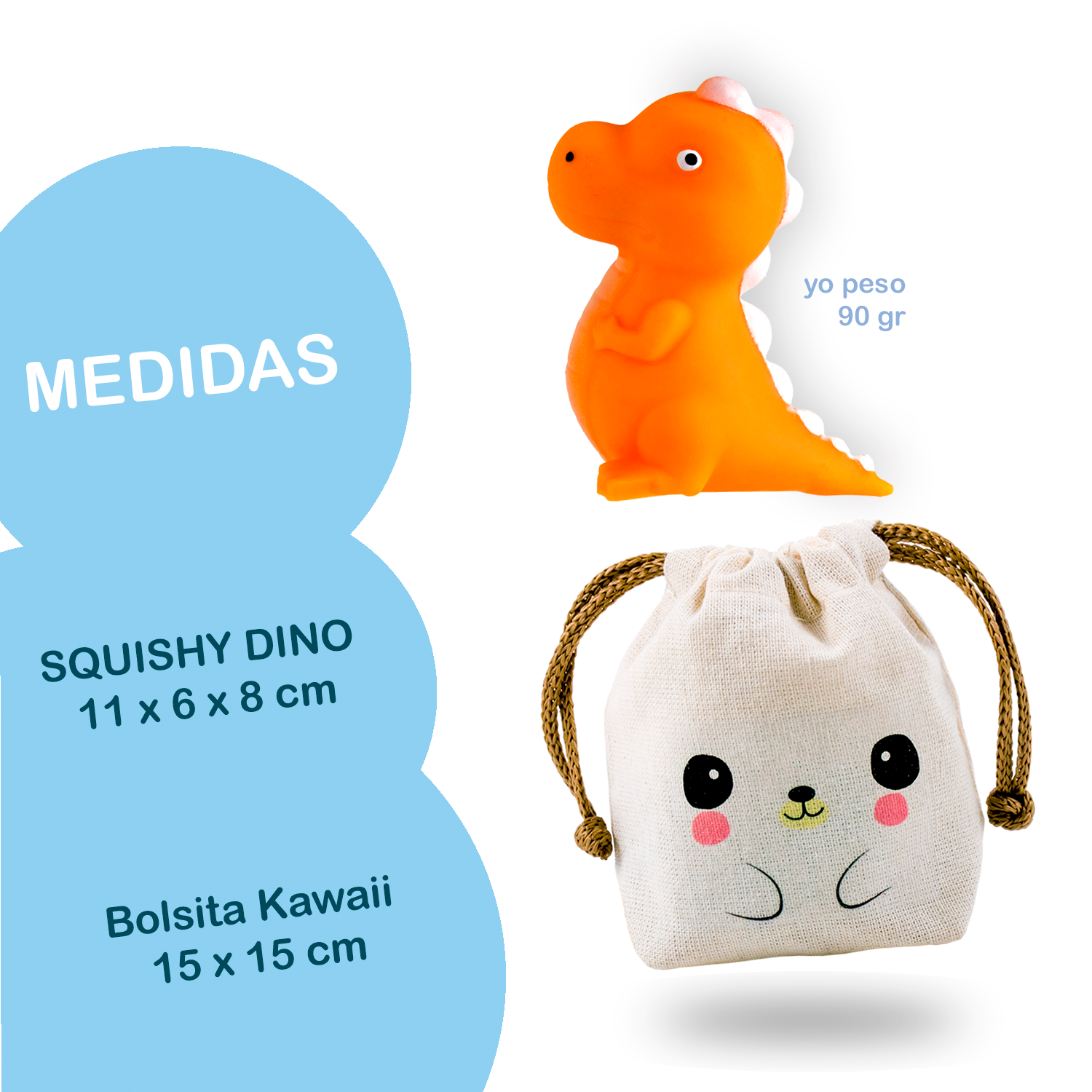 Squishy Dinosaurios Felices - NARANJA + Bolsita Kawaii - Image 3