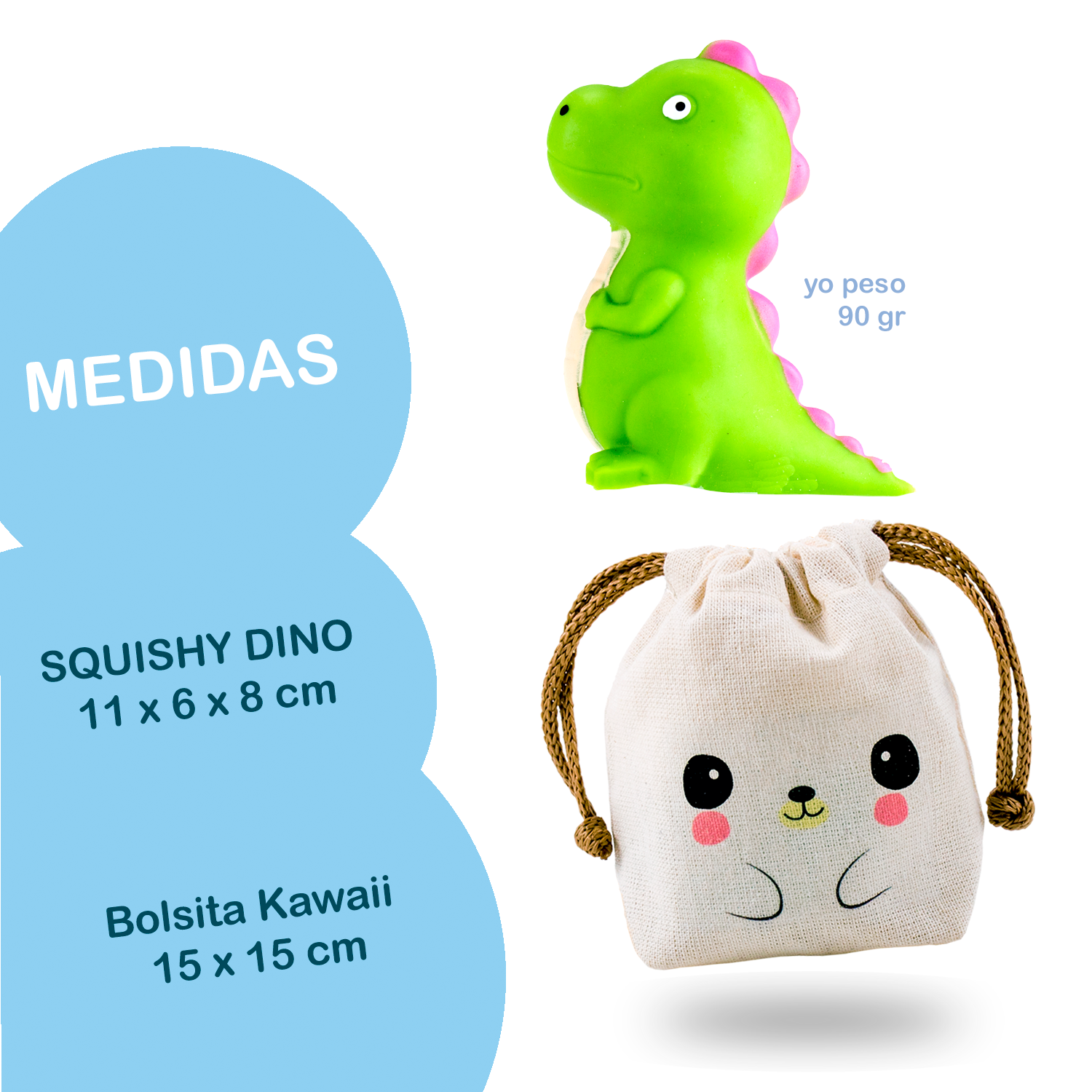 Squishy Dinosaurios Felices - VERDE + Bolsita Kawaii - Image 2