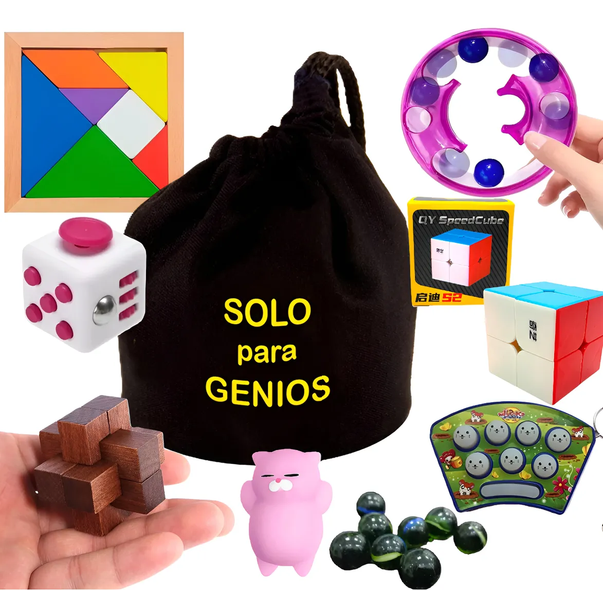 Kit Solo Para Genios Juguetes Ingenio Educativos Antiestrés + Bolsita Genios