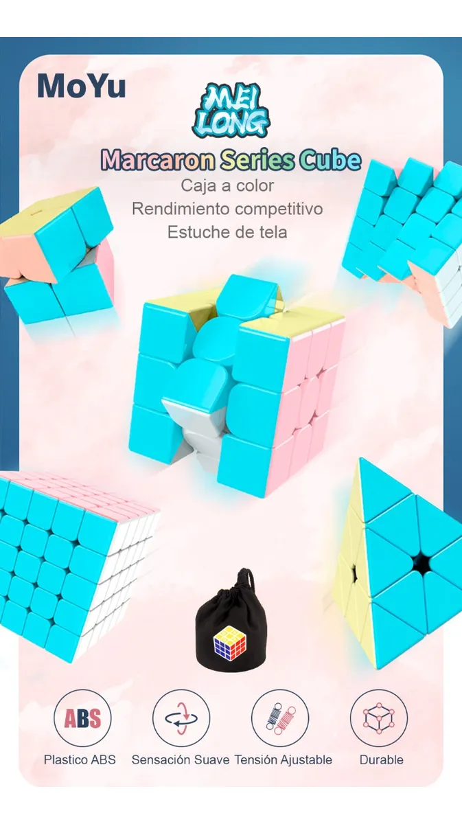 Cubo Rubik Moyu 4 Meilong 4 Macaron Stickerless + Estuche - Image 9