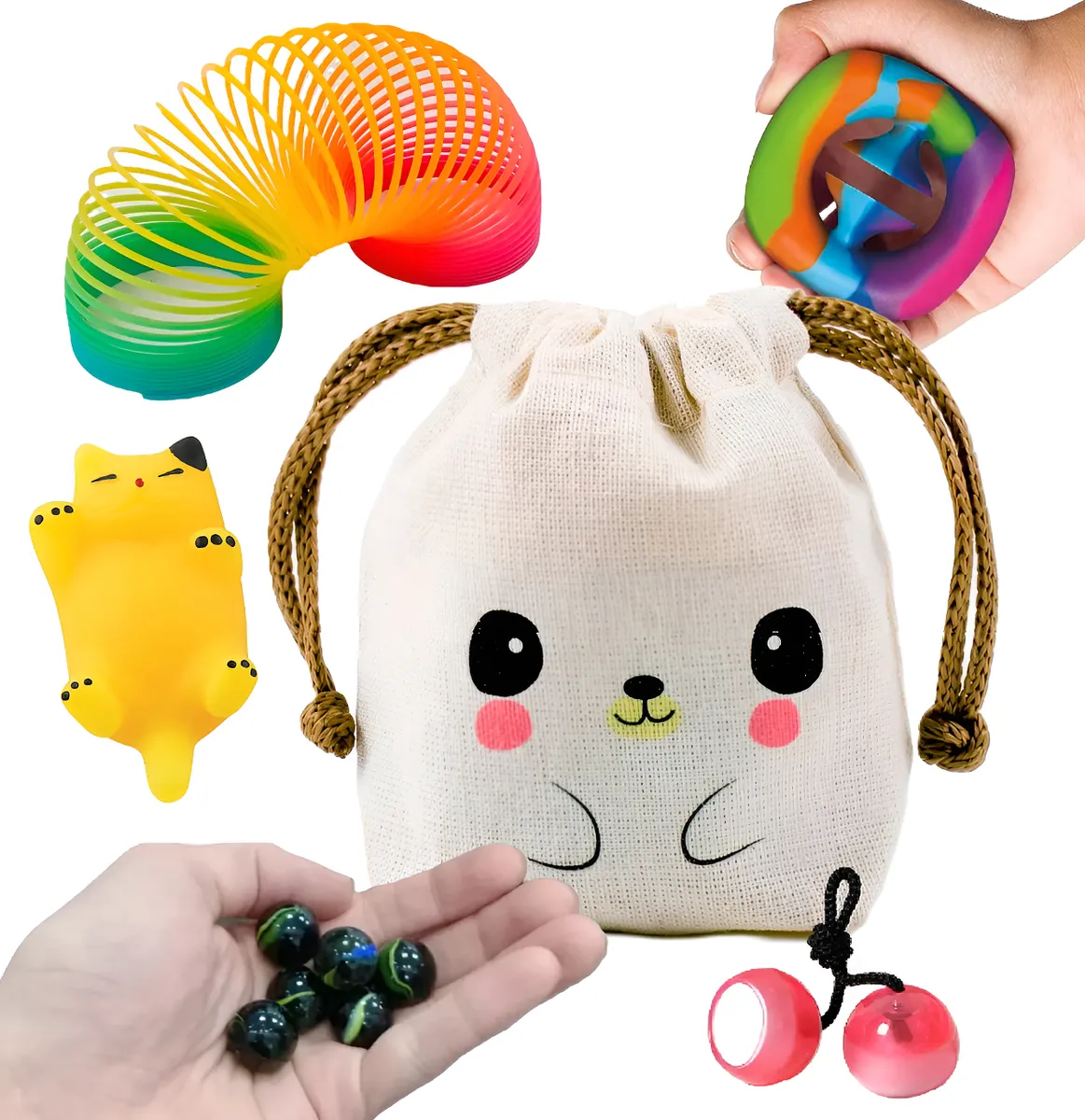 Kit 5 Juguetes Sensoriales Antiestrés Toys + Bolsita Kawaii