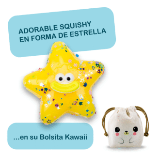 Squishy Estrella Sonriente - AMARILLO + Bolsita Kawaii