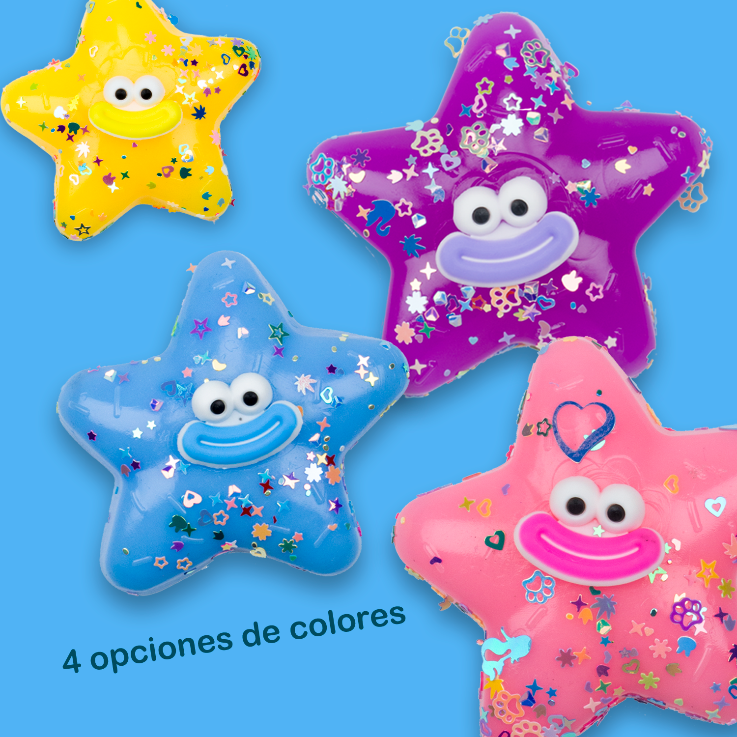 Squishy Estrella Sonriente - CELESTE + Bolsita Kawaii - Image 5