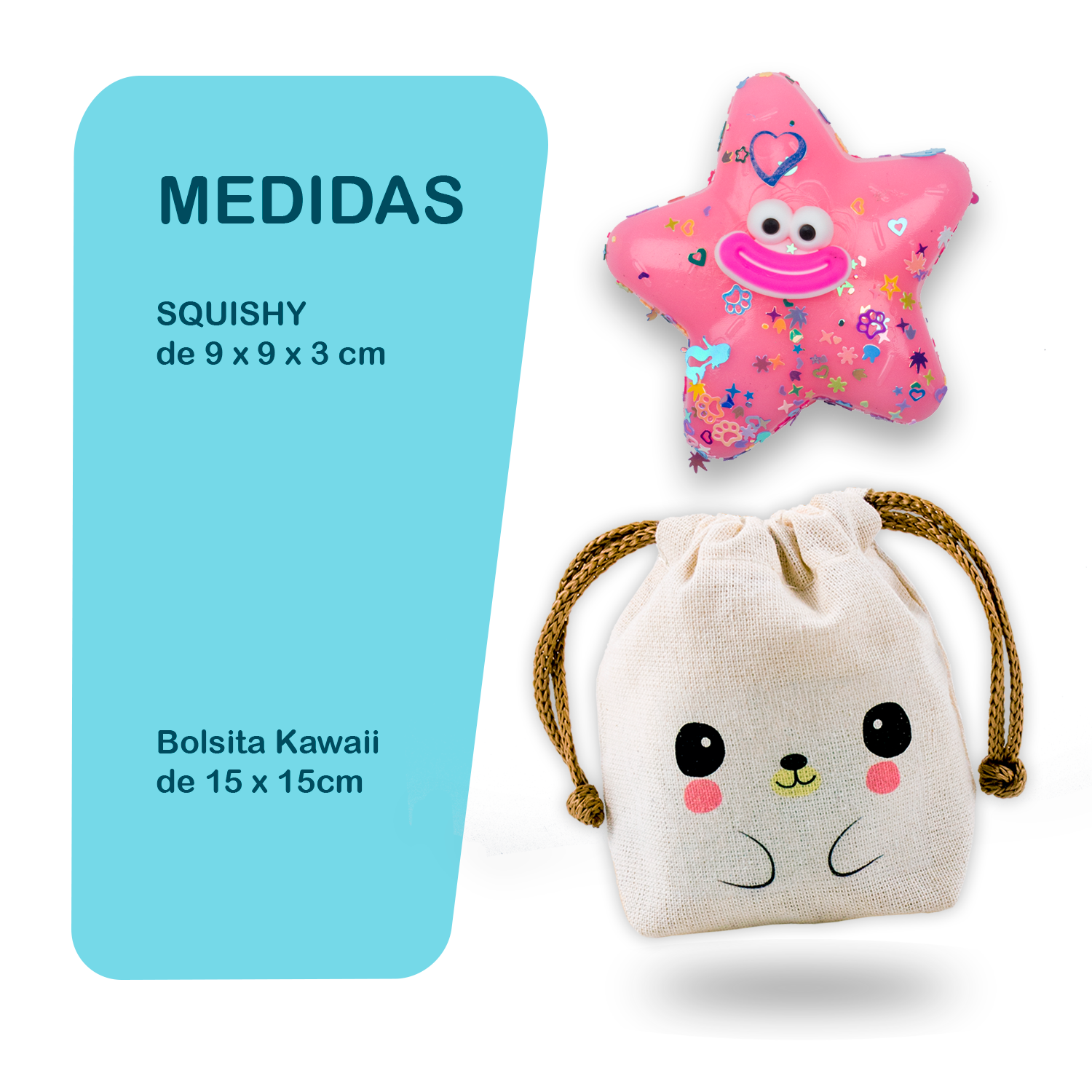 Squishy Estrella Sonriente - ROSA + Bolsita Kawaii - Image 3