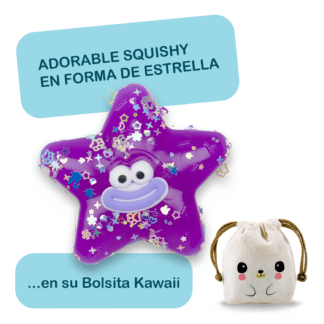 Squishy Estrella Sonriente - VIOLETA + Bolsita Kawaii