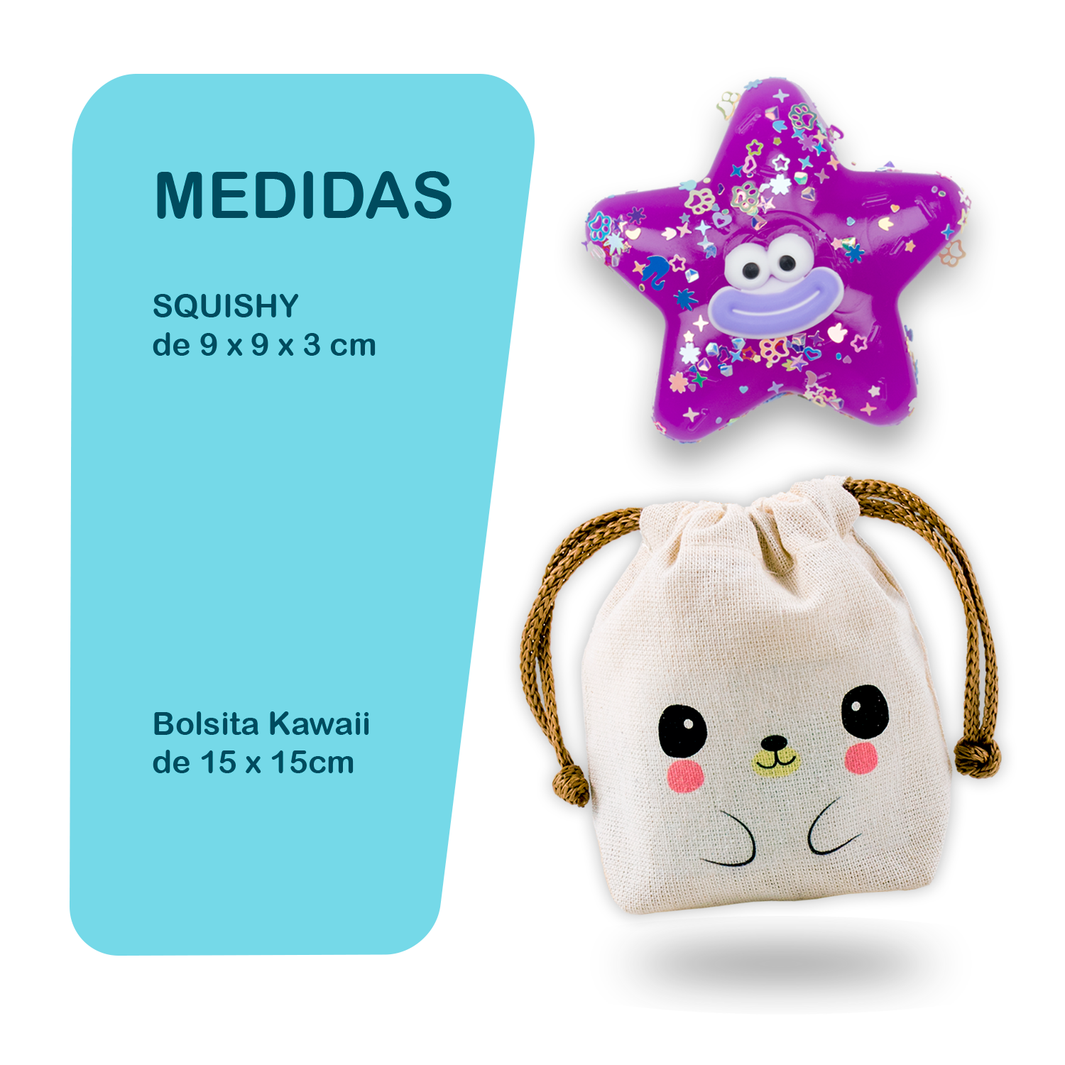 Squishy Estrella Sonriente - VIOLETA + Bolsita Kawaii - Image 3