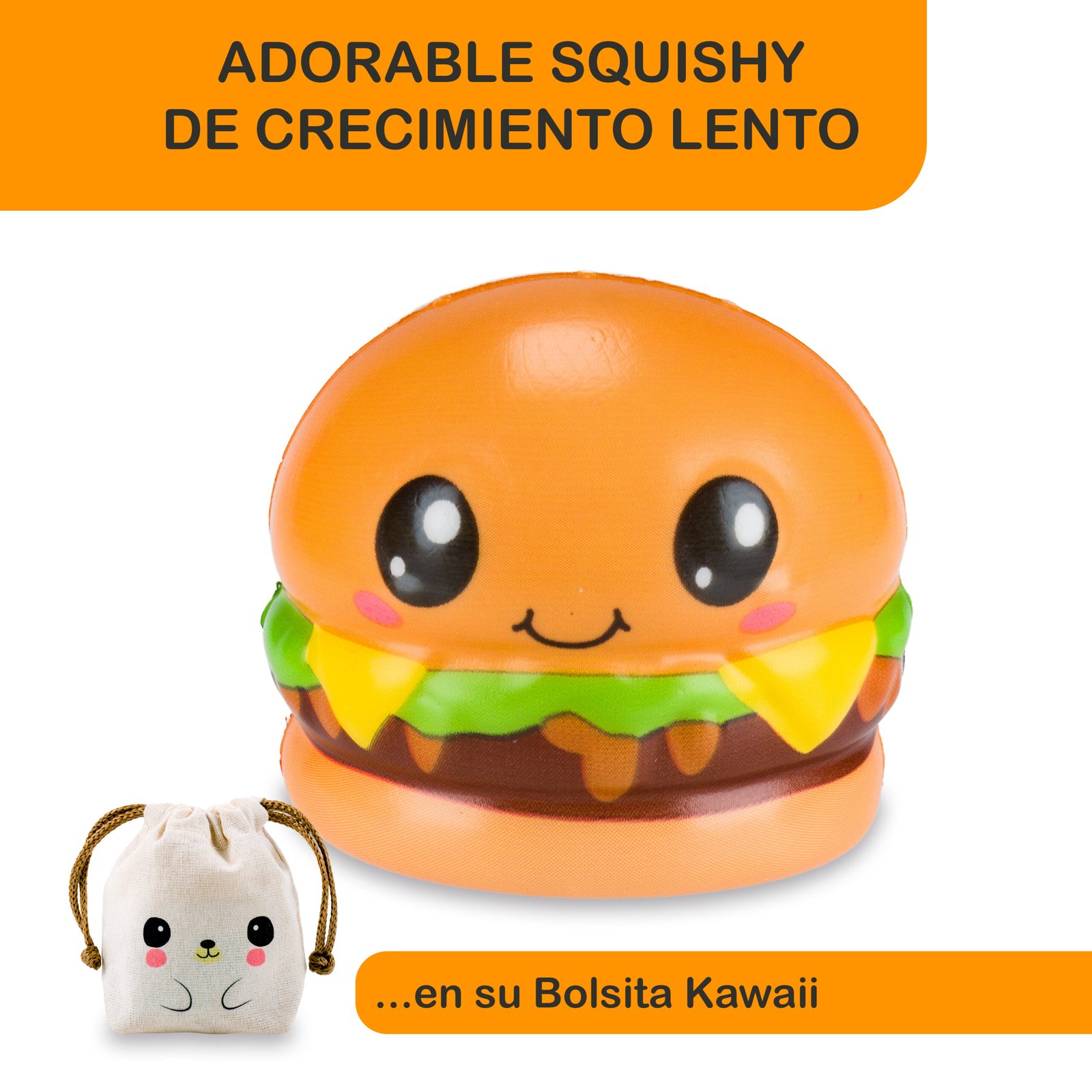 Squishy De Crecimiento Lento Comiditas - HAMBURGUESA + Bolsita Kawaii - Image 4