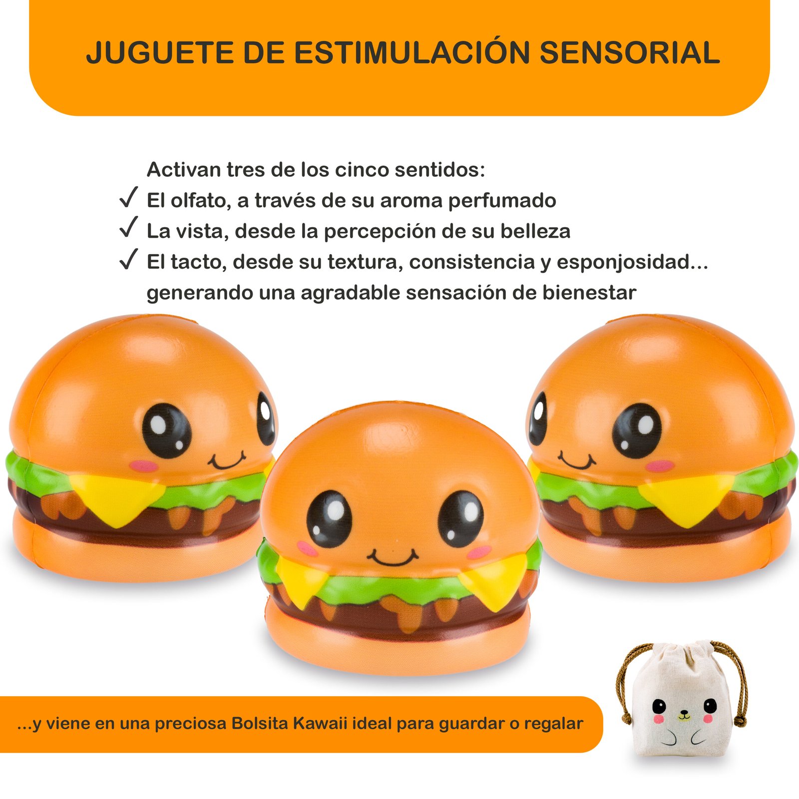 Squishy De Crecimiento Lento Comiditas - HAMBURGUESA + Bolsita Kawaii - Image 2