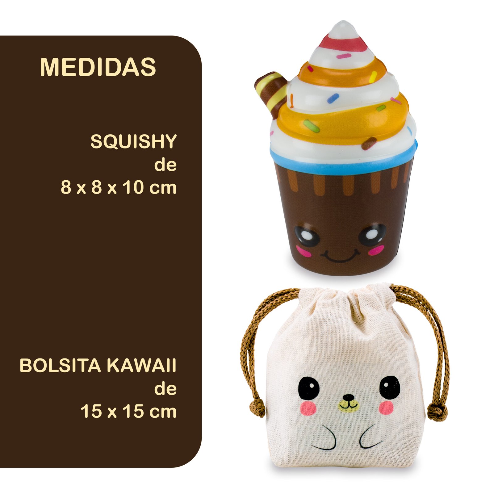 Squishy De Crecimiento Lento Comiditas - SUNDAE CHOCOLATE + Bolsita Kawaii - Image 3