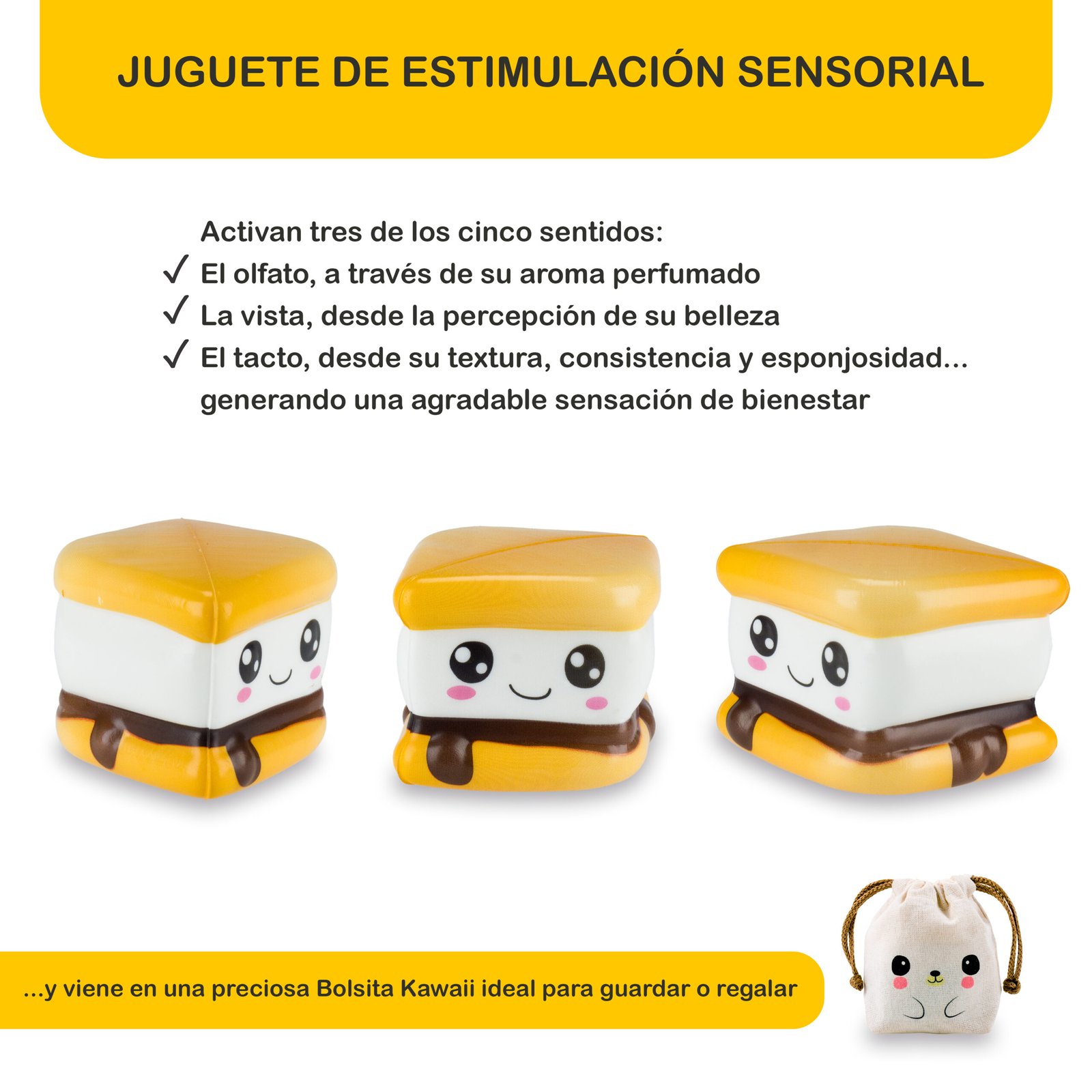 Squishy De Crecimiento Lento Comiditas - HELADO SANDWICH + Bolsita Kawaii - Image 2