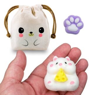 Squishy Mochi Ratoncito + Huellita C/bolsita Kawaii