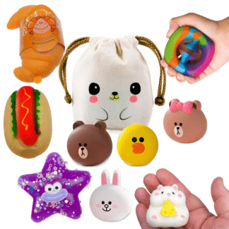 Kit 9 Juguetes Sensoriales Antiestrés Toys  + Bolsita Kawaii
