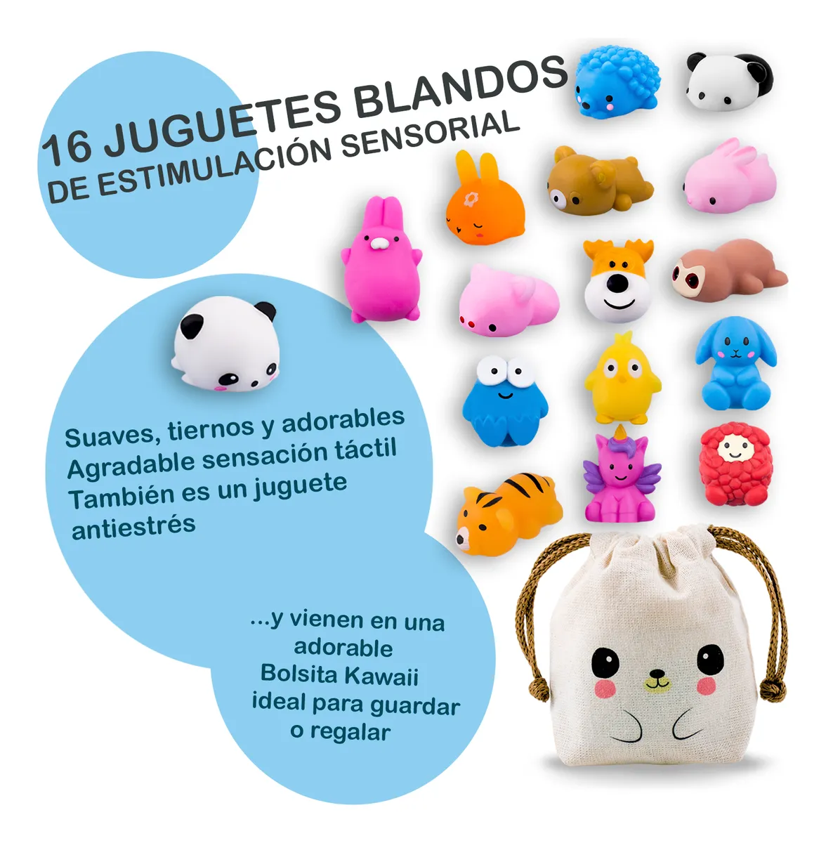 Squishy Mochi DADA TOYS PREMIUM con Bolsita Kawaii – 16 ANIMALITOS - Image 8