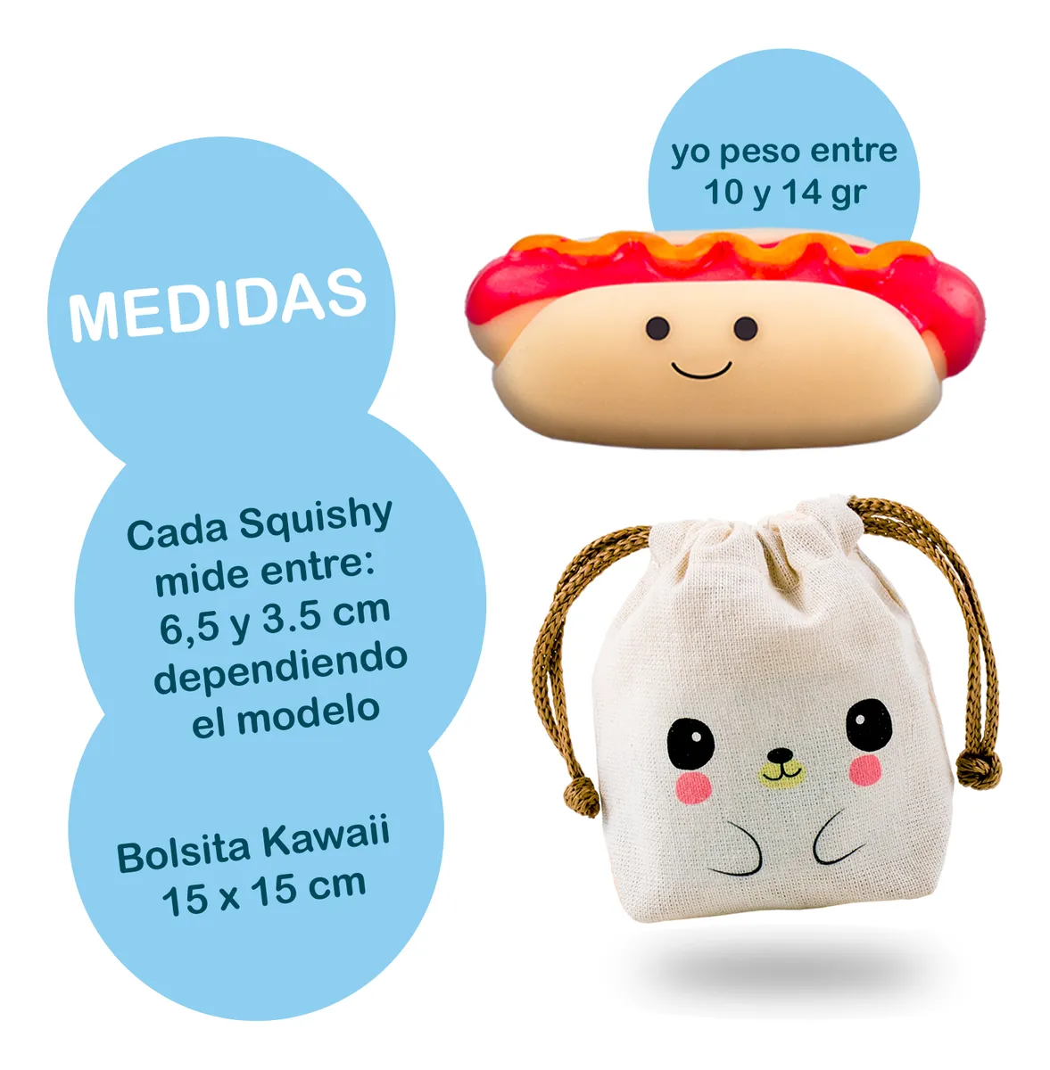 Squishy Mochi DADA TOYS PREMIUM con Bolsita Kawaii – 10 COMIDITAS - Image 6