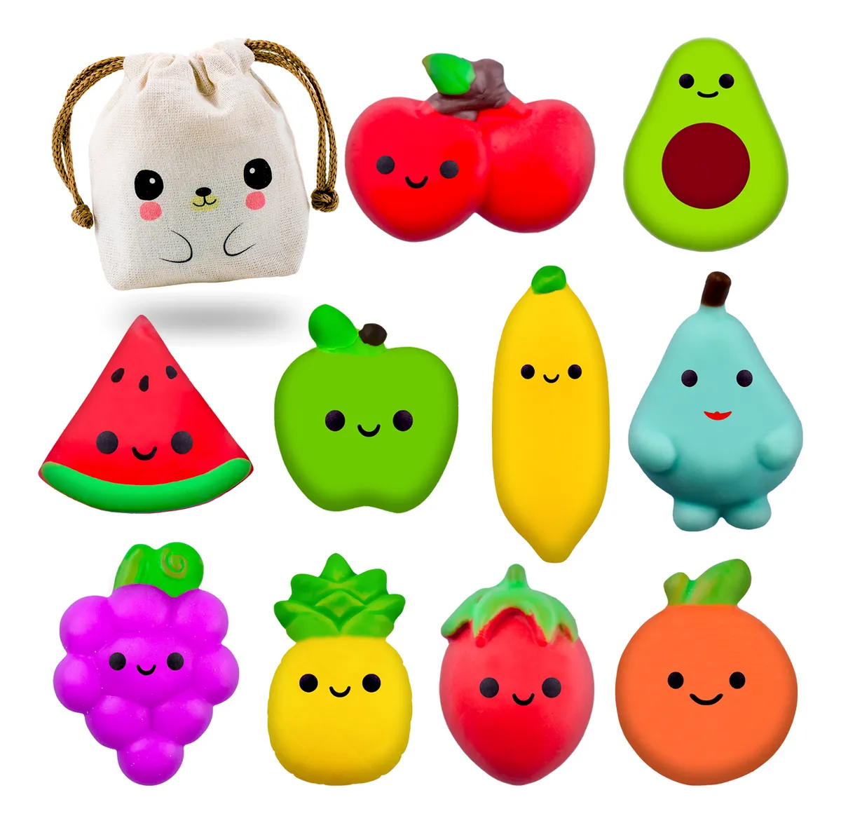 Squishy Mochi DADA TOYS PREMIUM con Bolsita Kawaii – 10 FRUTITAS - Image 2