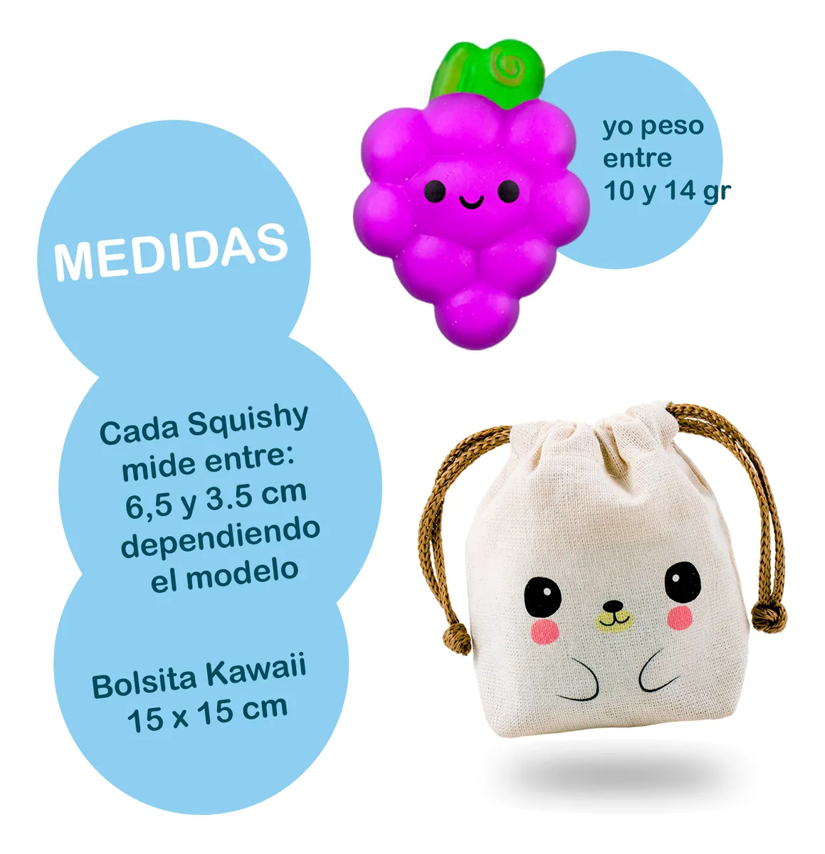 Squishy Mochi DADA TOYS PREMIUM con Bolsita Kawaii – 10 FRUTITAS - Image 6
