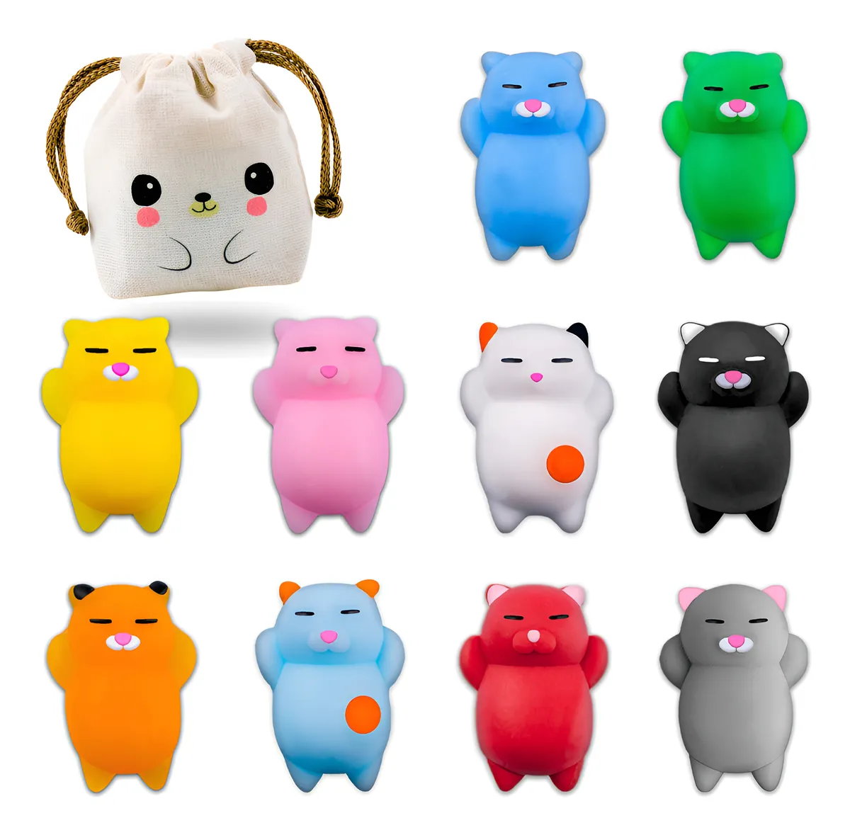 Squishy Mochi DADA TOYS PREMIUM con Bolsita Kawaii – 10 GATITOS DORMIDOS - Image 2