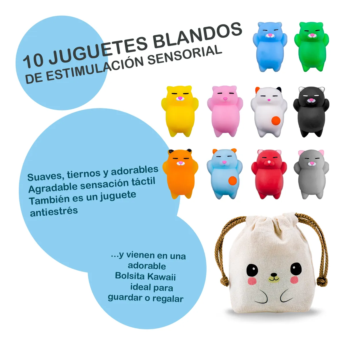 Squishy Mochi DADA TOYS PREMIUM con Bolsita Kawaii – 10 GATITOS DORMIDOS - Image 8