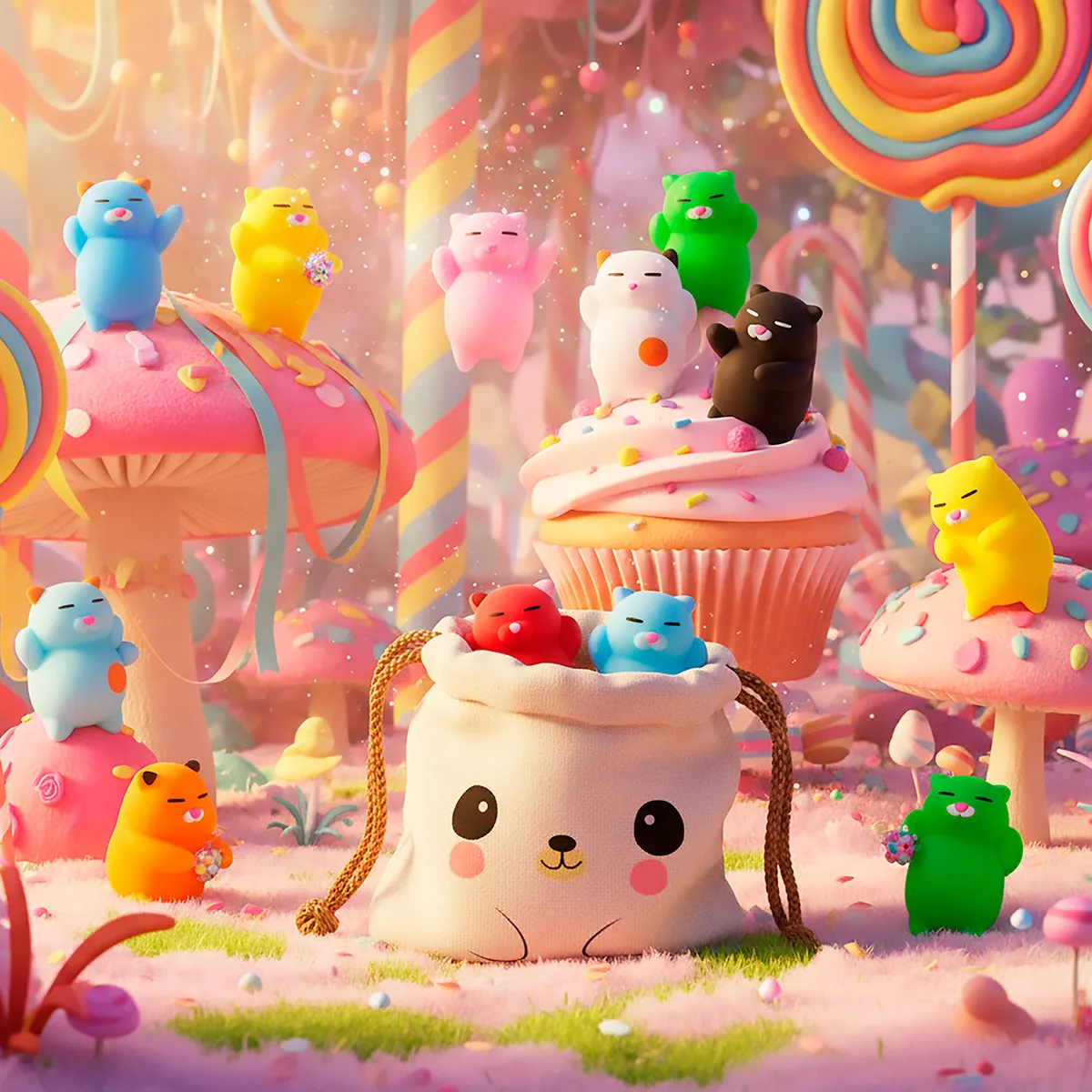 Squishy Mochi DADA TOYS PREMIUM con Bolsita Kawaii – 10 GATITOS DORMIDOS - Image 9