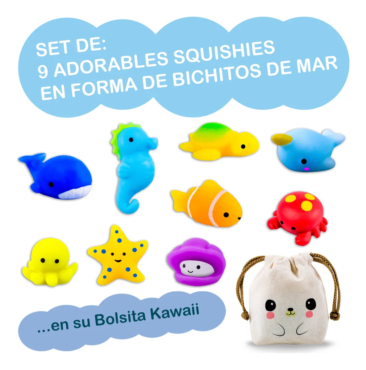 Squishy Mochi DADA TOYS PREMIUM con Bolsita Kawaii - 9 BICHITOS DE MAR - Image 4