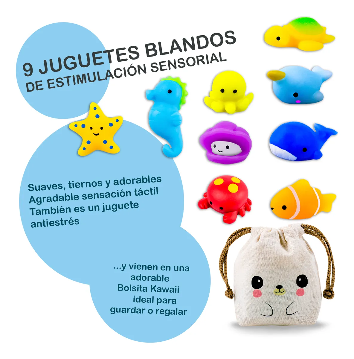 Squishy Mochi DADA TOYS PREMIUM con Bolsita Kawaii - 9 BICHITOS DE MAR - Image 8